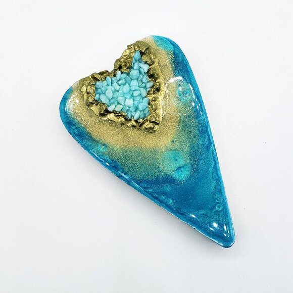 Handcrafted Resin Heart on Wood - Picture 1 of 2